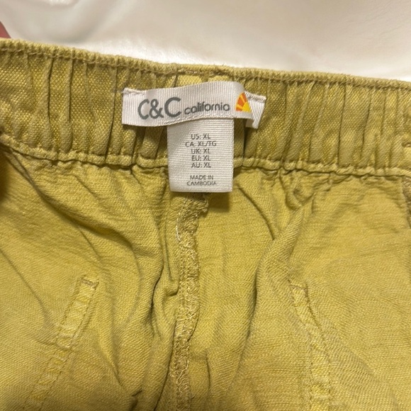 C&C California Yellow Athletic Shorts Relaxed Fit Drawstring - Picture 5 of 9